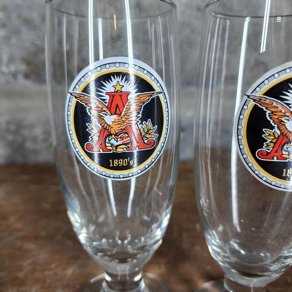 ANHEUSER BUSCH set of 2 glass beer pilsners draft 1890's BUDWEISER - Picture 2 of 5